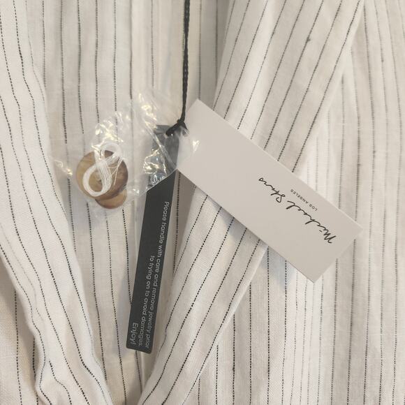 MICHAEL STARS SINGLE BREASTED BLAZER‎ WHITE/BLACK WOVEN LINEN WOMENS SMALL - Picture 7 of 8